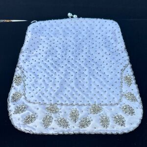Elegant White Beaded Clutch